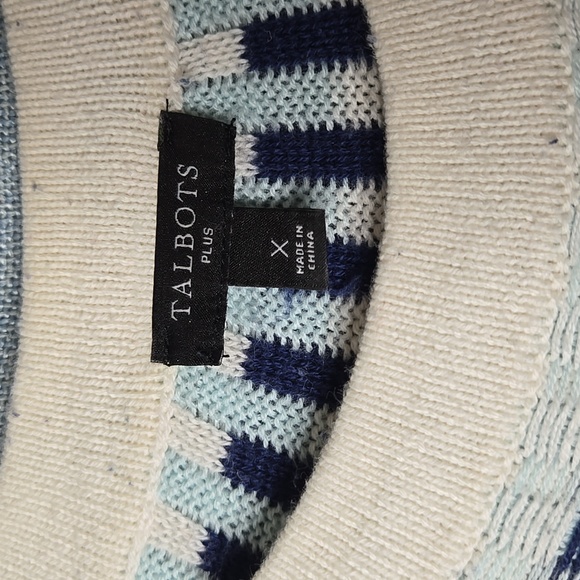 Talbots Blue and Cream Sweater - Picture 2 of 5